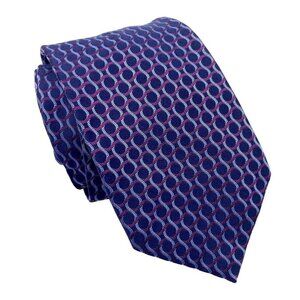 MASSIMO BIZZOCCHI  Mens Necktie Luxury Silk Tie Navy Blue Purple Modern Woven